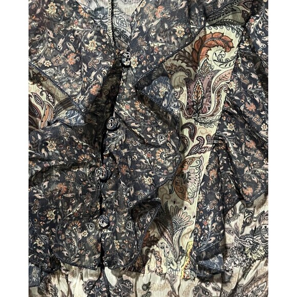 Anthropologie Blouse Women’s Medium Let Me Be Sheer Femme Paisley Button Down - Picture 5 of 11